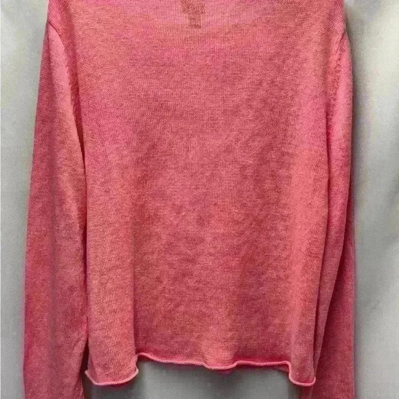 Eileen Fisher 100% Organic Linen Sweater Size Large Coral Long Sleeve Pullover - Picture 7 of 7